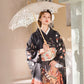 Japanese Kimono Retro Gorgeous Small Sleeve Improved Kimono Black Butterfly