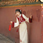 autumn and winter lolita spring dawn Chinese style short vest new year red robe long sleeve op cheongsam dress