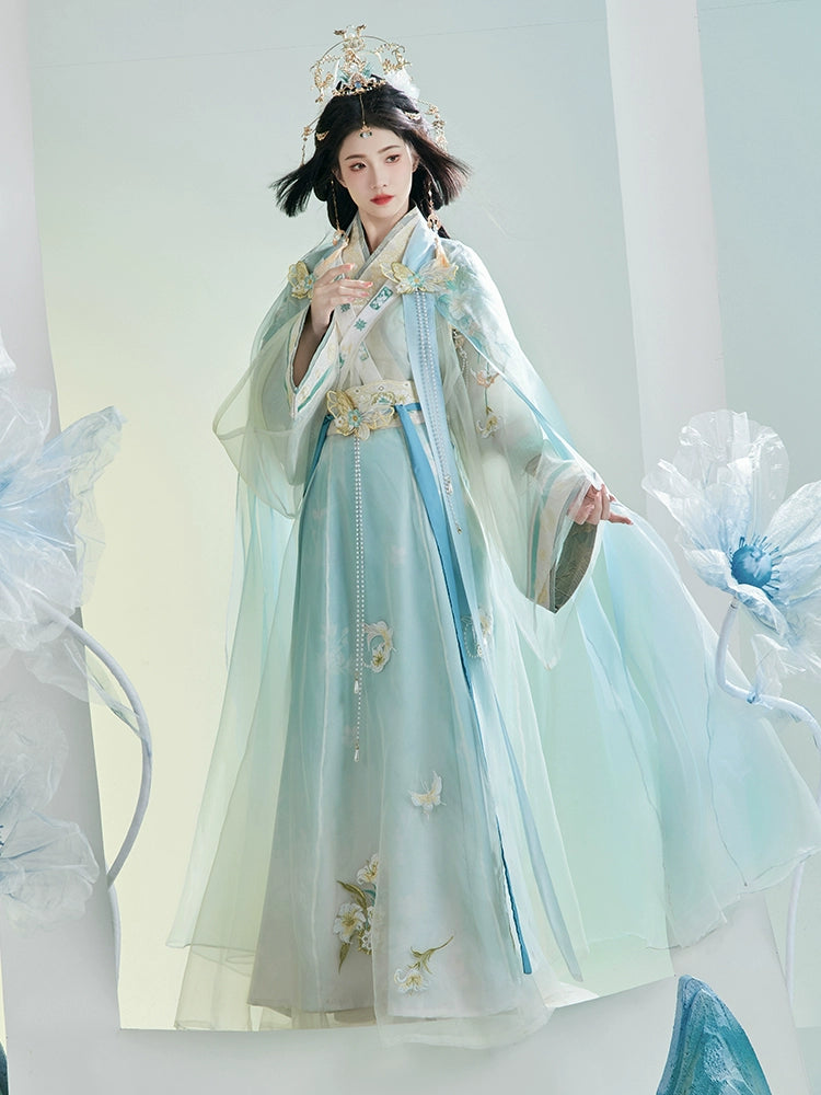 Discover blue hanfu for women with elegant hanfu sleeves, intricate hanfu patterns, and layered designs. Perfect as a princess hanfu dress, fairy hanfu dress, or sexy hanfu, it’s ideal for hanfu cosplay, hanfu dance style, or casual wear. Shop plus size hanfu, hanfu skirts, and more at our trusted hanfu shop, featuring hanfu for sale from top chinese clothing brands and the best Chinese designer clothing websites.