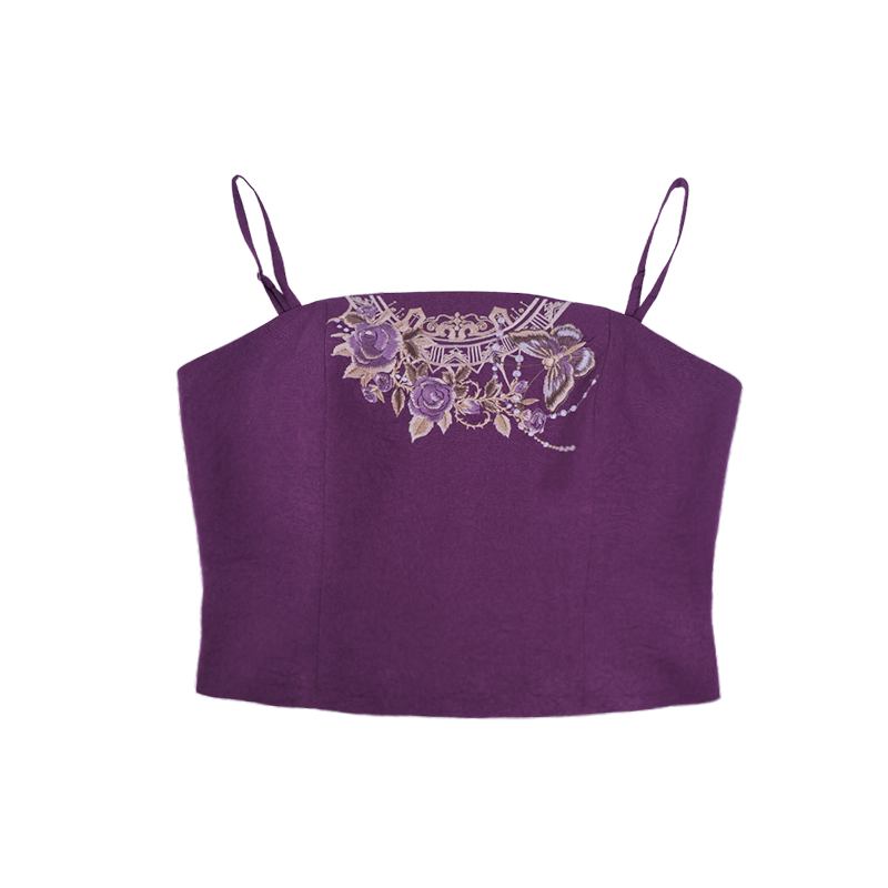 Twilight Purple Song Dynasty Hanfu 3-Piece Set - skirt or hem detail