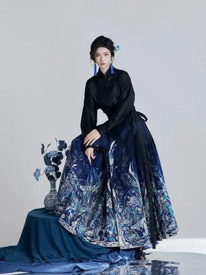 This blue modern hanfu features elegant hanfu sleeves, a stylish hanfu jacket, and timeless charm. Perfect as a princess hanfu dress, fairy hanfu dress, or casual hanfu, it suits every hanfu woman. Inspired by Ming Dynasty hanfu, this modern hanfu dress pairs beautifully with a hanfu shirt for a layered look. Ideal for hanfu cosplay or as a cozy winter hanfu, it’s available at our trusted hanfu shop. Wondering where to buy hanfu? Find the best modernised hanfu and blue hanfu designs here.