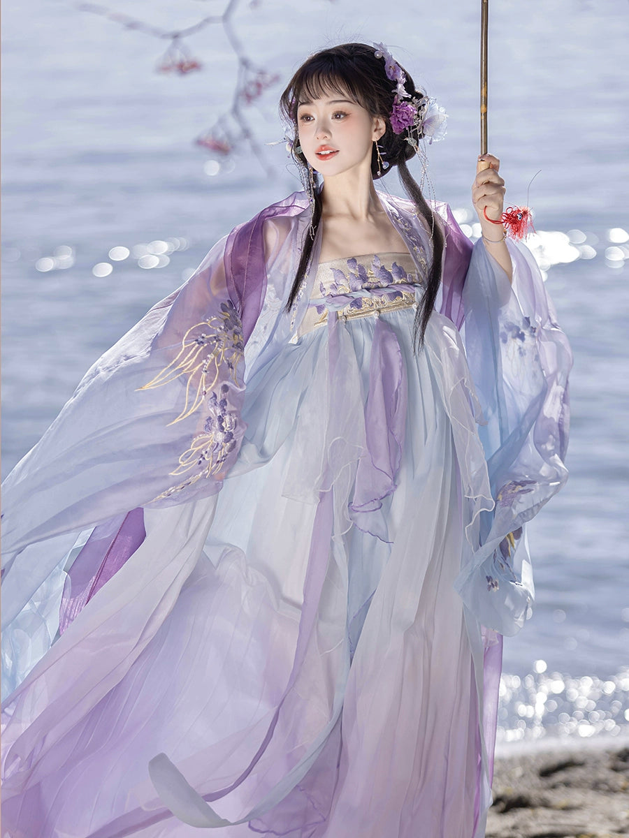 Step into the elegance of Tang Dynasty fashion with our Princess Dress Hanfu. This exquisite purple Hanfu features delicate fairy embroidery, capturing the timeless beauty of ancient Chinese attire. Explore our collection of traditional dresses, accessories, and sewing patterns, designed to celebrate the rich heritage of Hanfu fashion. Elevate your style and embrace the allure of classical Chinese elegance with our Princess Dress Hanfu.