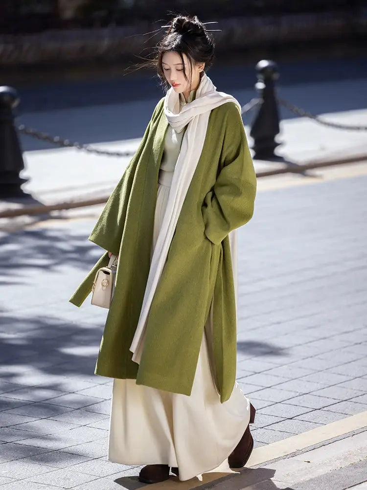 Green coat Zi autumn and winter Song pants daily commuter Hanfu