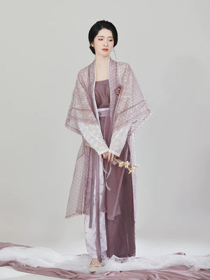 Song Style Modern Hanfu Separates and Spiral Skirt Set - garment silhouette view