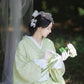 High-end lace Taisho Roman style modified kimono retro dress avocado green