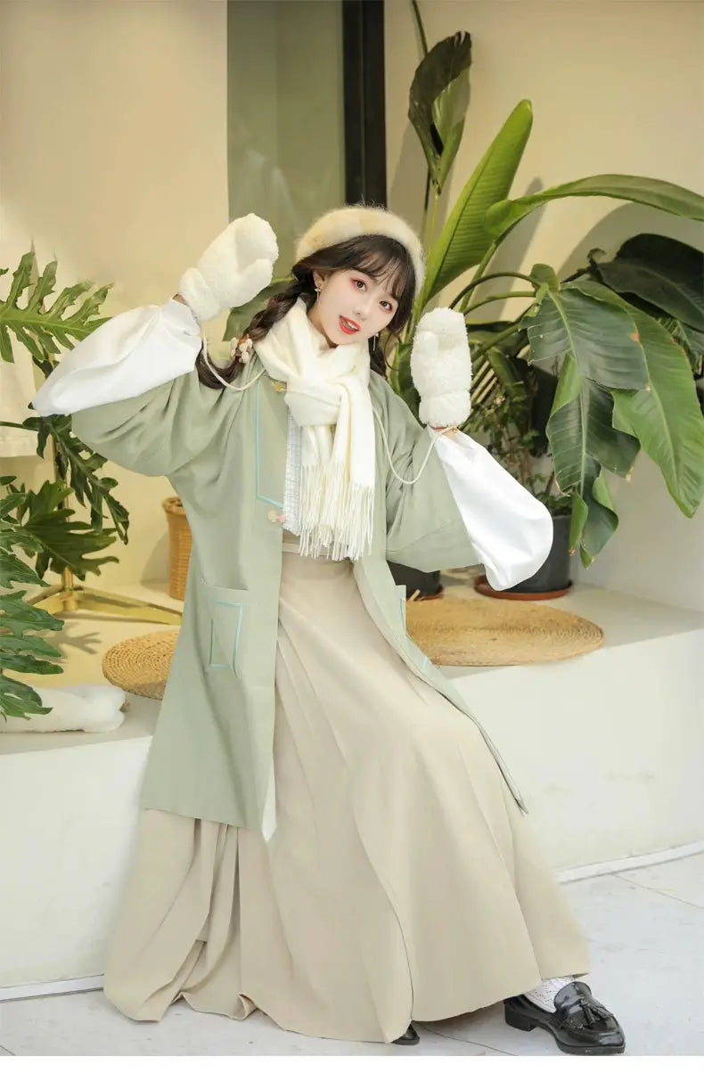 This green modern hanfu blends tradition and style with hanfu sleeves, a chic hanfu jacket, and elegant hanfu patterns. Perfect as a princess hanfu dress, fairy hanfu dress, or casual hanfu, it’s ideal for hanfu cosplay or everyday wear. Inspired by Ming Dynasty hanfu, this modern hanfu dress suits hanfu women for any occasion. Looking for winter hanfu or wondering where to buy hanfu? Visit our hanfu shop for the best green hanfu and modernised hanfu designs.