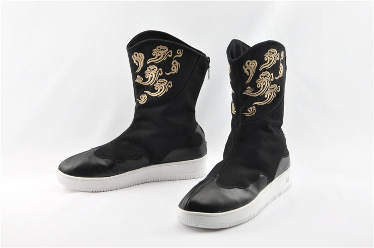 Men's shoes retro official boots auspicious cloud embroidery