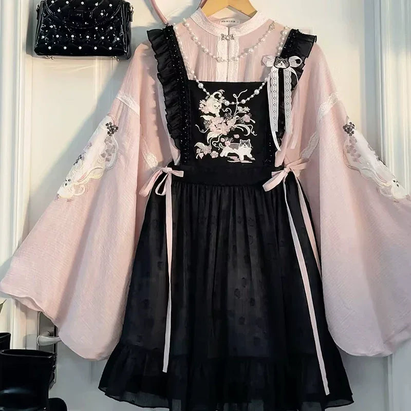 sheer black lolita dress Sweet Rebel Cat – Modern Lolita Hanfu Women's Set