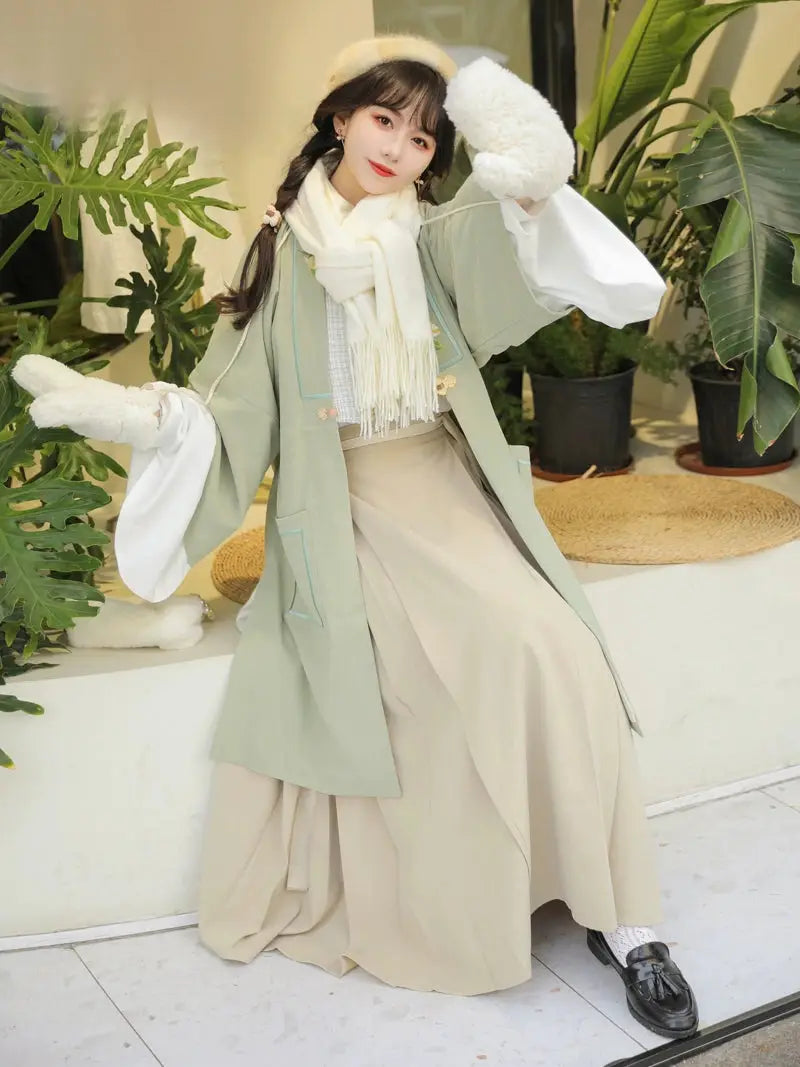 This green modern hanfu blends tradition and style with hanfu sleeves, a chic hanfu jacket, and elegant hanfu patterns. Perfect as a princess hanfu dress, fairy hanfu dress, or casual hanfu, it’s ideal for hanfu cosplay or everyday wear. Inspired by Ming Dynasty hanfu, this modern hanfu dress suits hanfu women for any occasion. Looking for winter hanfu or wondering where to buy hanfu? Visit our hanfu shop for the best green hanfu and modernised hanfu designs.