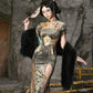 Spring Dragon Festival, Chinese national style disc buckle slim fish tail long slit cheongsam dress