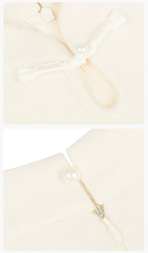 Ivory dress collar fastening and zip detail