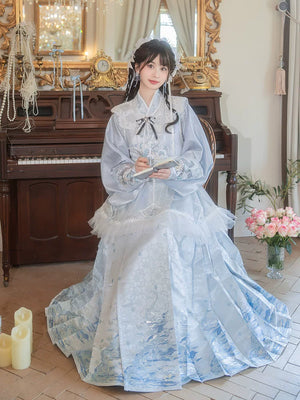 Hymn of the Sea Ming Hanfu Mamian skirt and cloud collar product photo 2