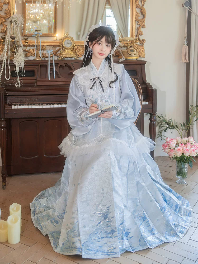Hymn of the Sea Ming Hanfu Mamian skirt and cloud collar product photo 2