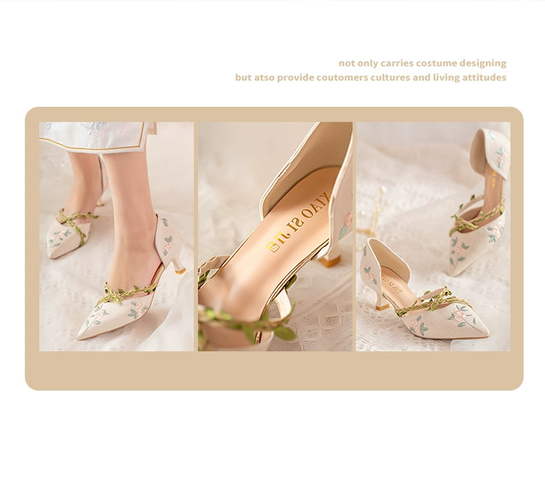 Vine embroidery cheongsam shoes