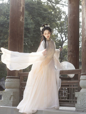 Original new hanfu super fairy skirt women ancient elegant chinese style clothing for daily outings back view