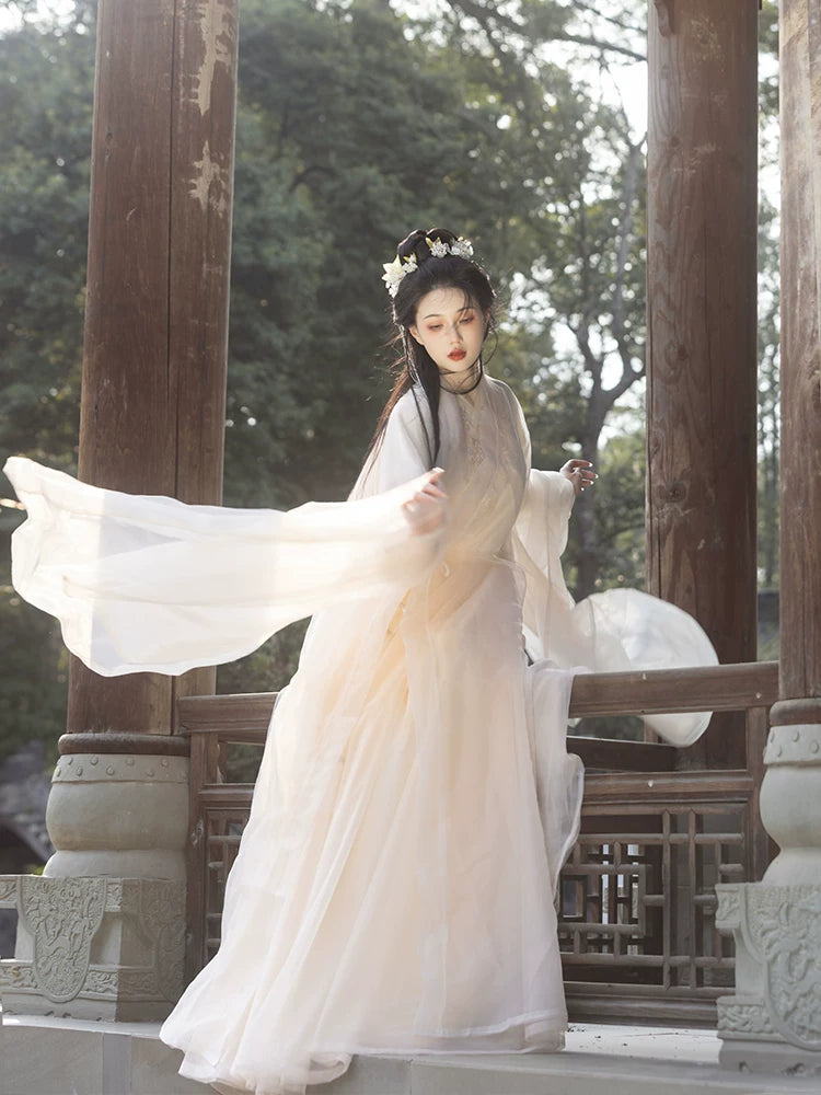 Original new hanfu super fairy skirt women ancient elegant chinese style clothing for daily outings back view