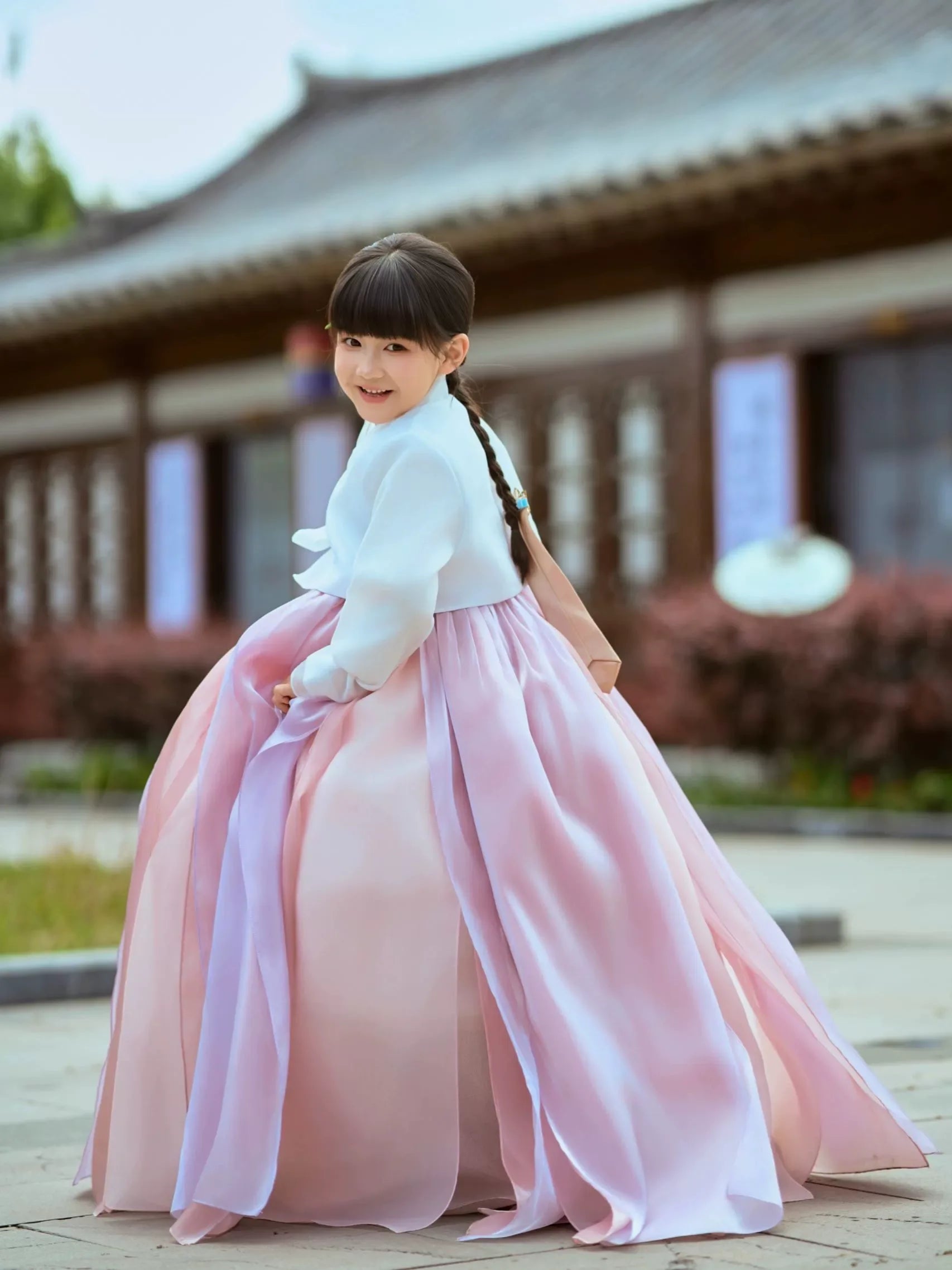 Family Matching Hanbok – Palace Style Purple&Pink Korean Ethnic Outfit for Parent & Child - Yandan_Hanfu