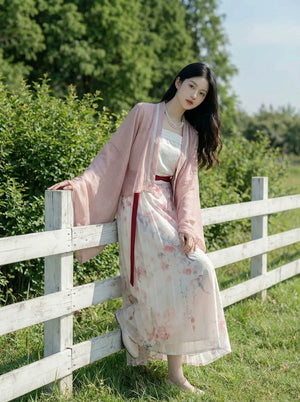 Ping anshun li xiaolu lightweight summer skirt daily improvement yarn horse skirt with soft bird watercolor pattern fabric detail