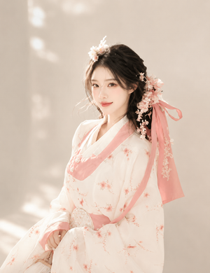 Pink Princess Flowing Wide Sleeve Hanbok | Korean Court Style Dress for Women

