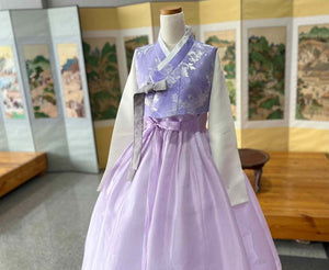 Purple korean hanbok traditional embroidered hanbok for weddings cultural festivals and photoshoots