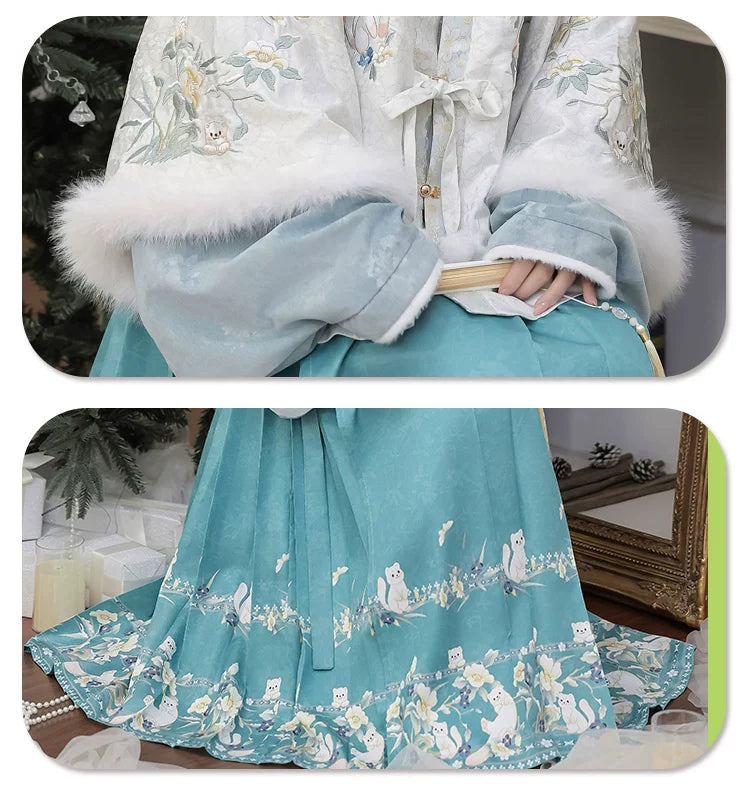 Round neck bijia horse face skirt snow baby ming dynasty hanfu set for winter

