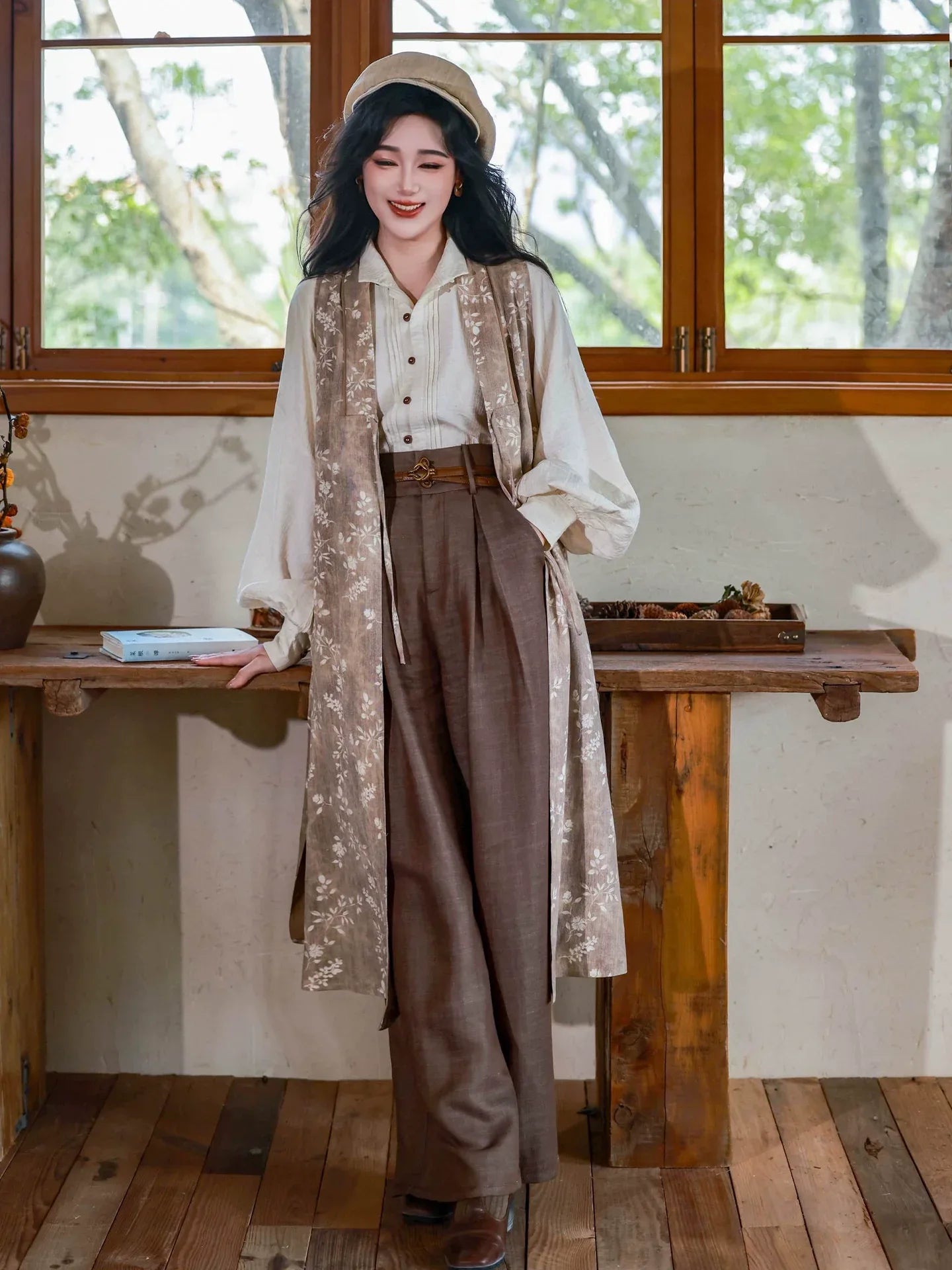 Seventy two haze holiday edition outfit new chinese blouse and high waisted trousers for south france vibes back view