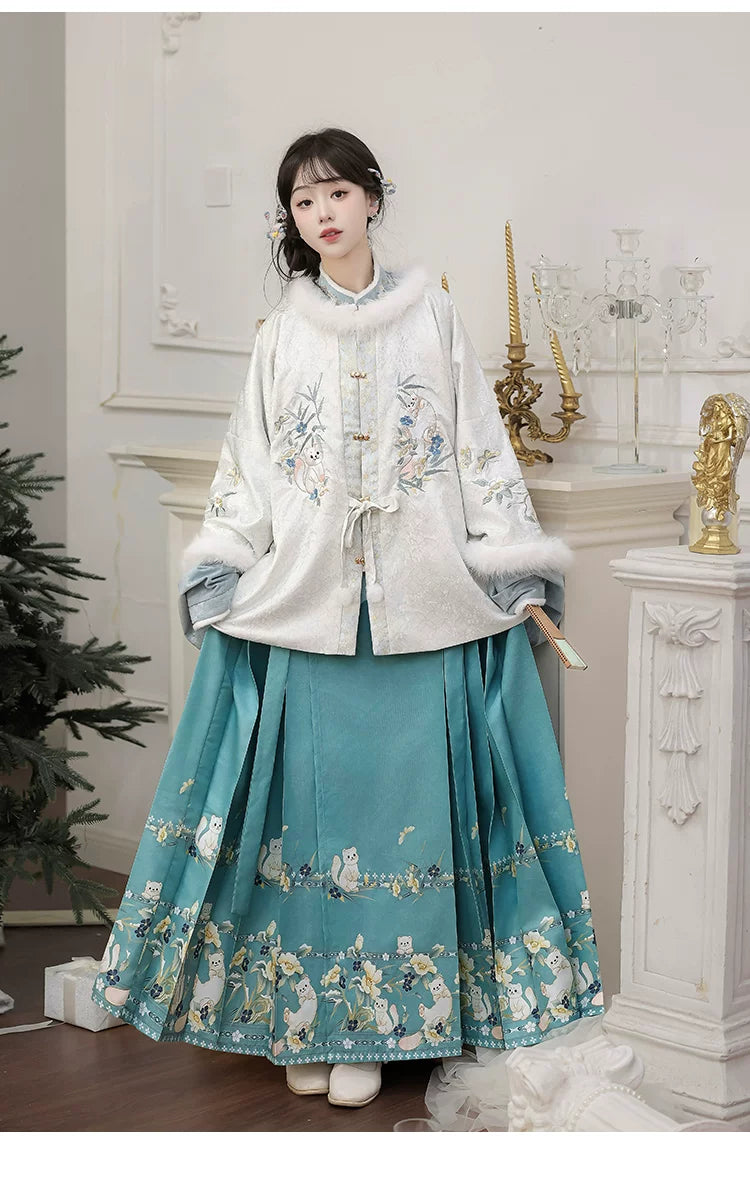 Snow baby ming hanfu winter round neck bijia and horse face skirt set

