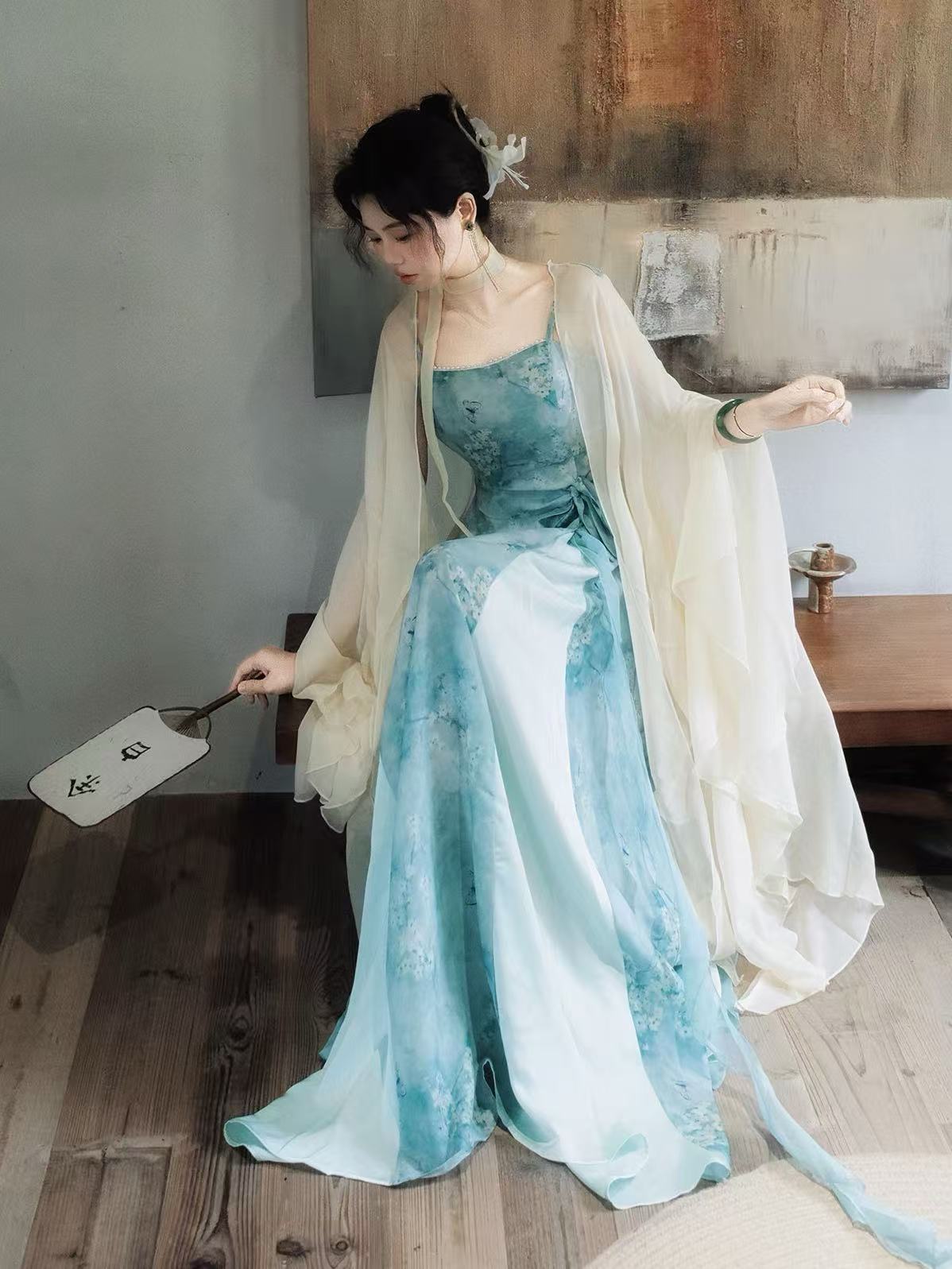Spring is not wrong new chinese style dress butterfly jacquard embroidery original design women improved daily wear back view

