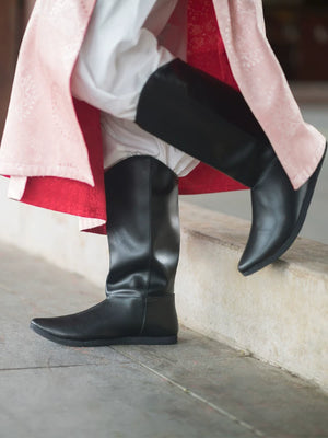 Tang dynasty liuhe boots black leather hanfu boots for men and women unisex