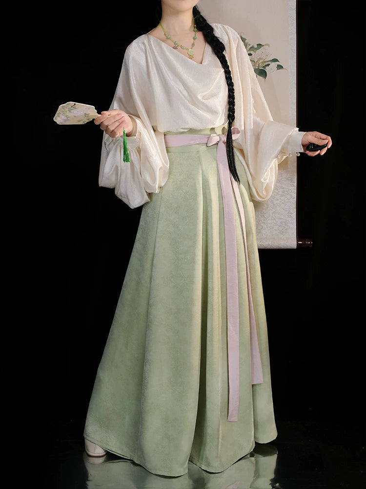 Tang style hanfu set lumingxi original ten broken skirt swinging neck shirt new chinese daily commuter ancient clothing