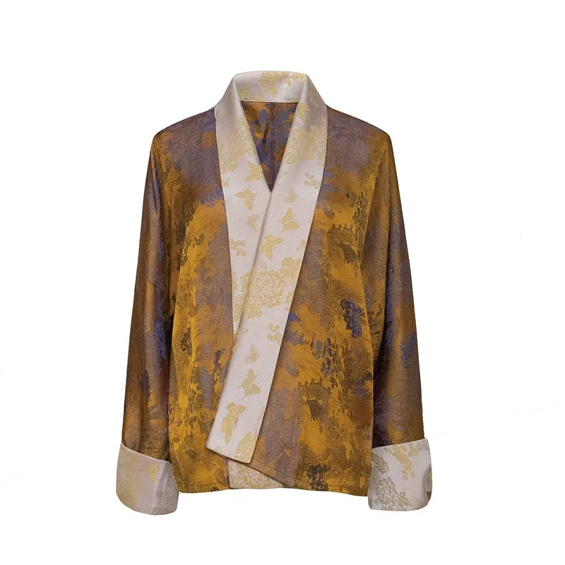 Tibet inspired qingyao poetic dress elegant chinese aesthetic long gown for women full length view