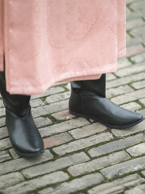 Black leather boots tang dynasty liuhe style hanfu boots for men and women traditional