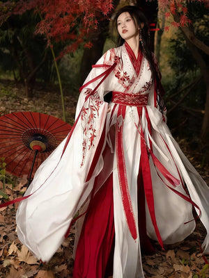 Wei jinfeng beaded embroidery hanfu xianxia large sleeve shirt set

