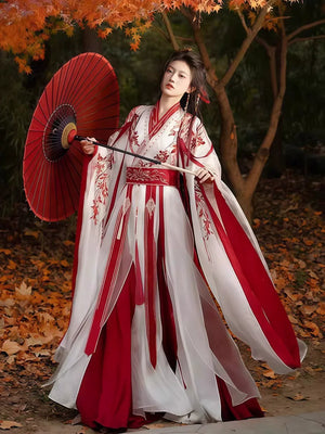 Wei jinfeng xianxia hanfu set heavy embroidery beaded large sleeve shirt
