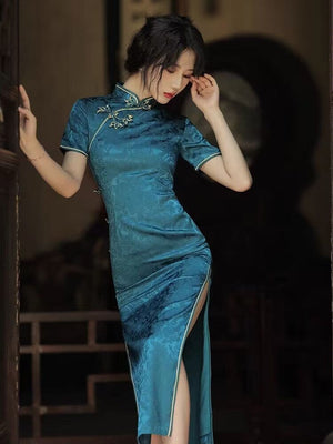 Featuring an elegant display of an array of items including a blue Qipao dress, a modern Qipao shirt and a sexy Cheongsam, this collection presents a blend of traditional and modern styles. The modern Cheongsam dress, along with the Cheongsam modern top, redefines traditional aesthetics with a contemporary twist. Adding an element of allure is the sexy Cheongsam lingerie, complemented by a Cheongsam shirt in comfortable fabric. 