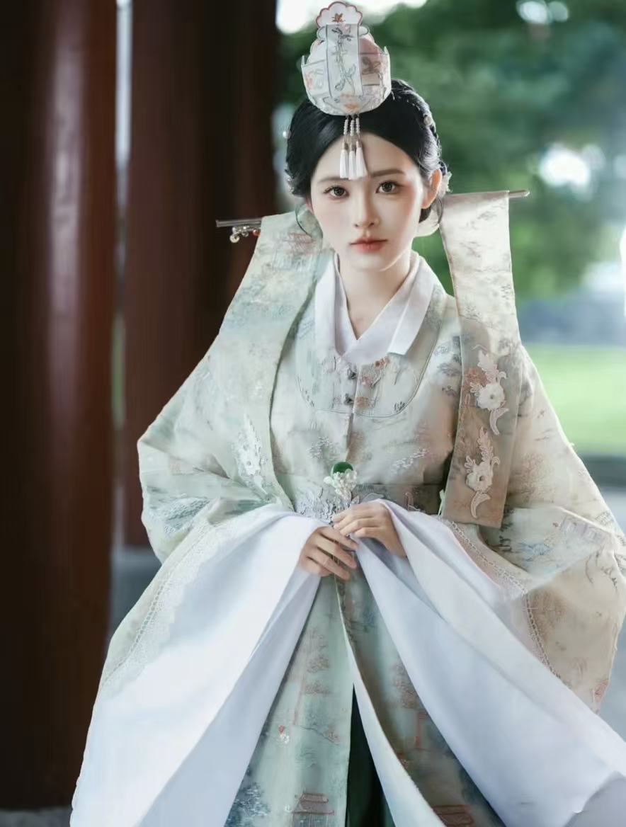 White Green Hanbok | Korean Traditional Court Dress