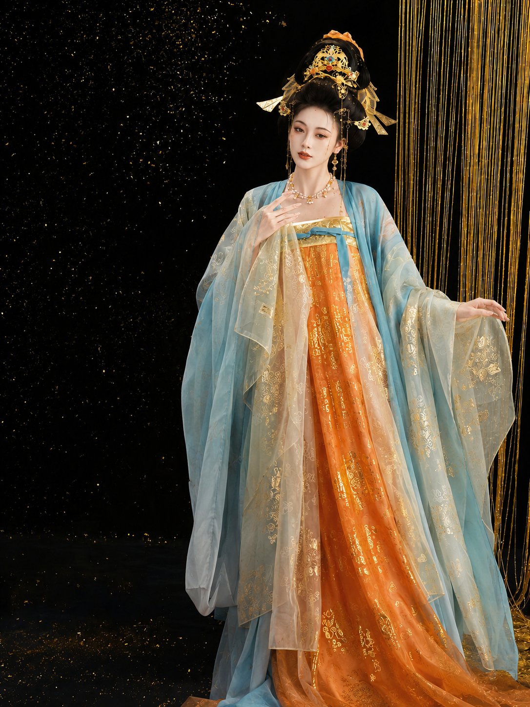 Women plus size tang dynasty hanfu set lightweight summer chinese traditional costume for curvy women front view