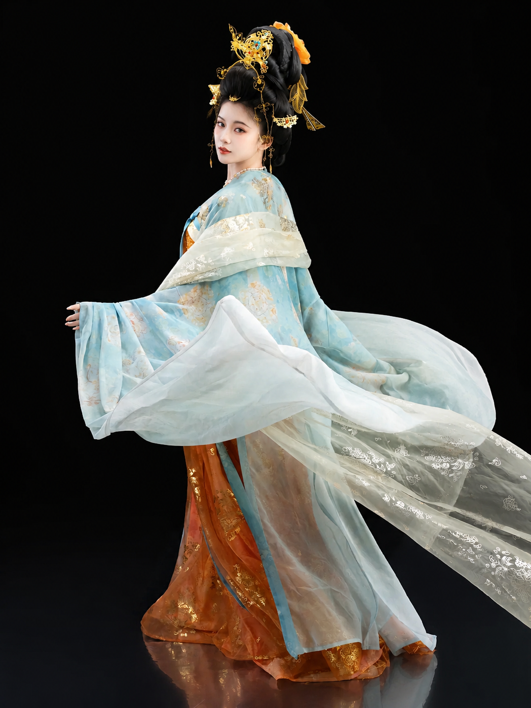 Women plus size tang dynasty summer hanfu lightweight traditional chinese costume for women full figure back view