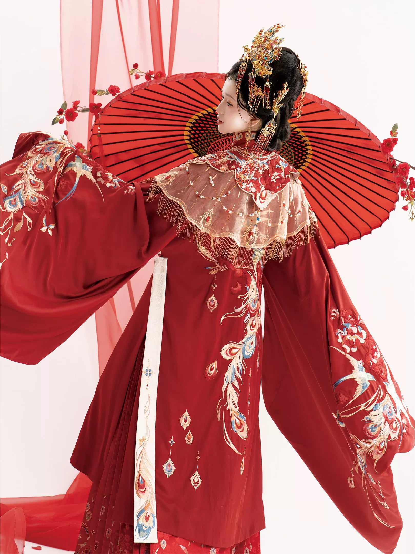  Yan di liangyuan historical ming dynasty hanfu set wedding bridal dress and groom attire for traditional ceremony fabric detail

