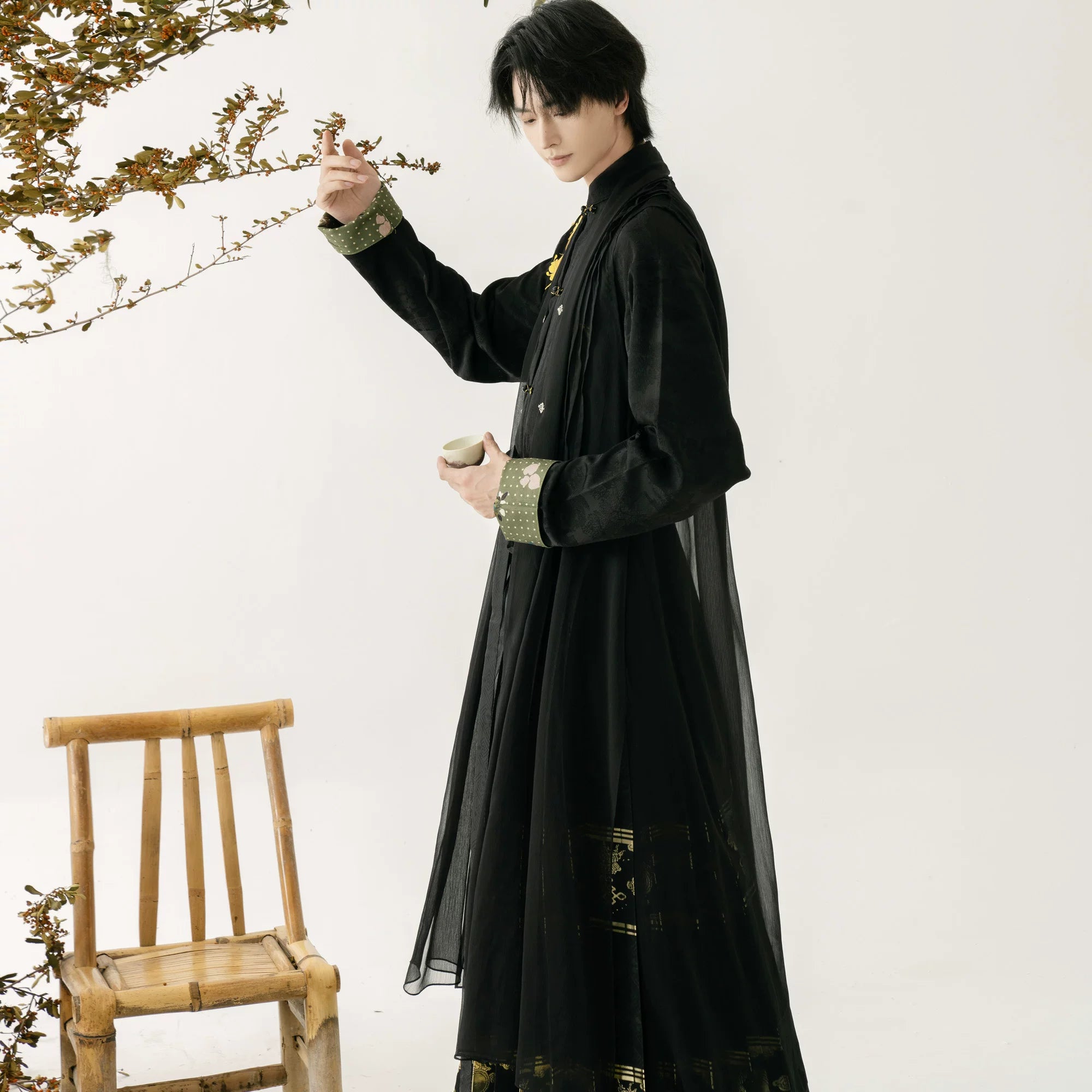 Zhaohua fu brocade horse face skirt set genuine original new chinese buckle stand up collar jacket men clothing for men women