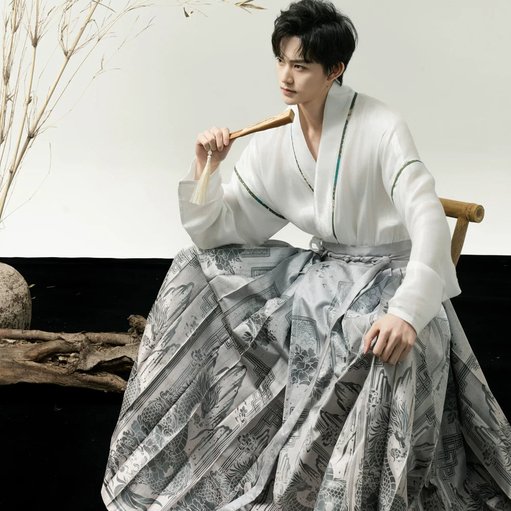 Zhaohua fu hanfu men antique original new chinese pair top weaving gold horse dress men and girls