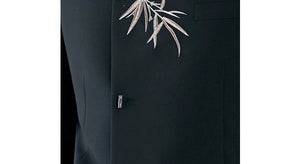 Close-up of bamboo stitching and jacket front