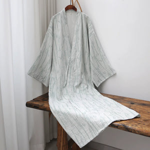 Green bamboo leaf three-layer cotton gauze robe square product image