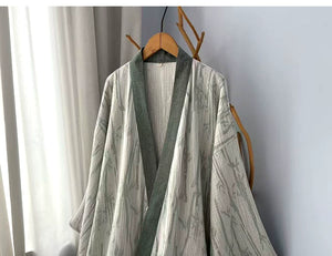 Close-up of unprinted woven bamboo leaf cotton gauze fabric