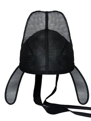 Black mesh scholar hat with removable side wings