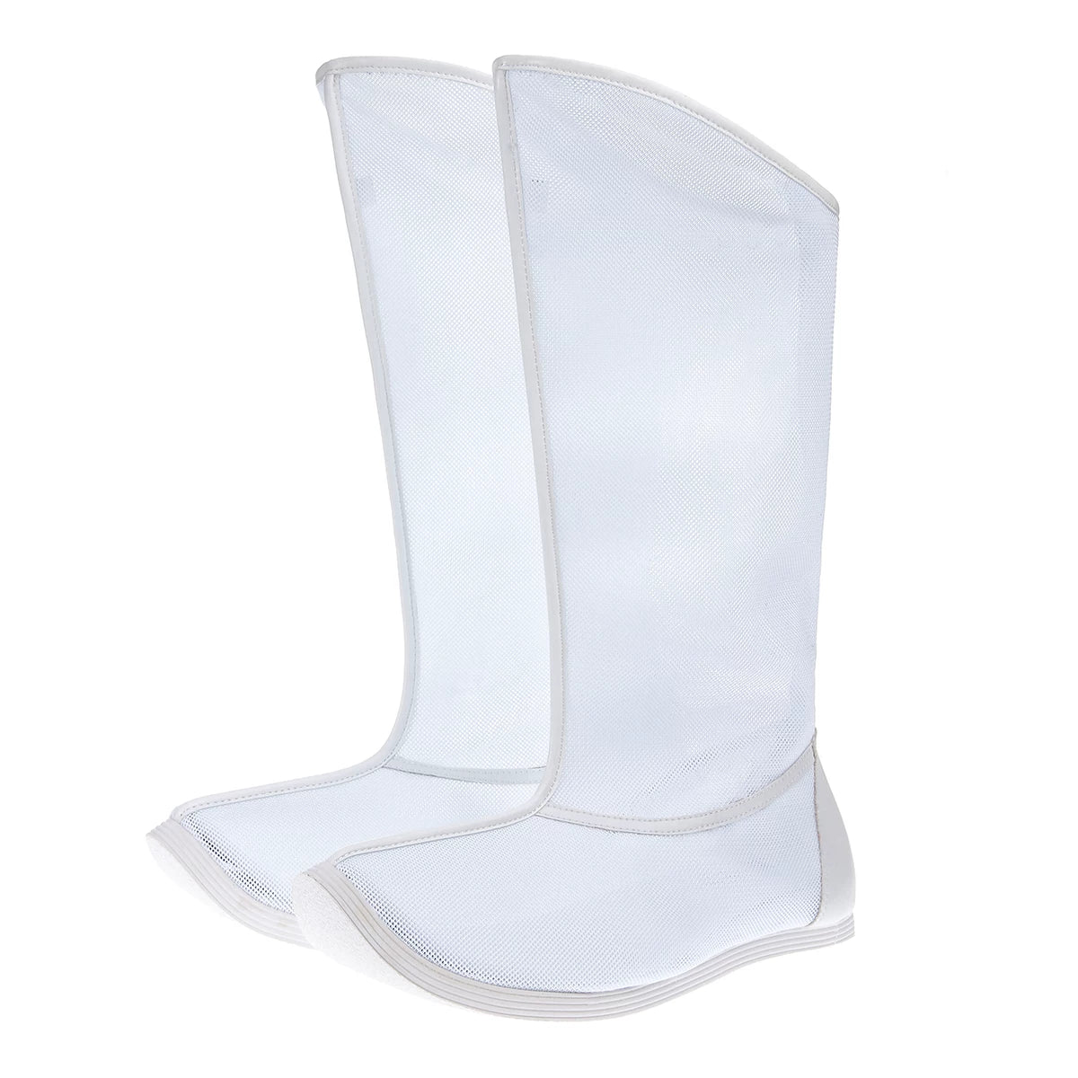 White breathable mesh Hanfu boots photographed as a pair for warm-weather costumes