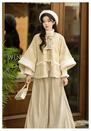 Brown modern hanfu dress for women, combining traditional Song Dynasty elegance with contemporary Chinese style. Made from luxurious silk, this hanfu includes options for a coordinating coat or jacket, making it perfect for winter wear, casual outings, or formal occasions such as graduations. This hanfu dress is available in our online hanfu shop, where customers can find authentic hanfu for sale, including casual hanfu, modern Chinese clothing from top Chinese brands, and other unique styles. Ideal for tho