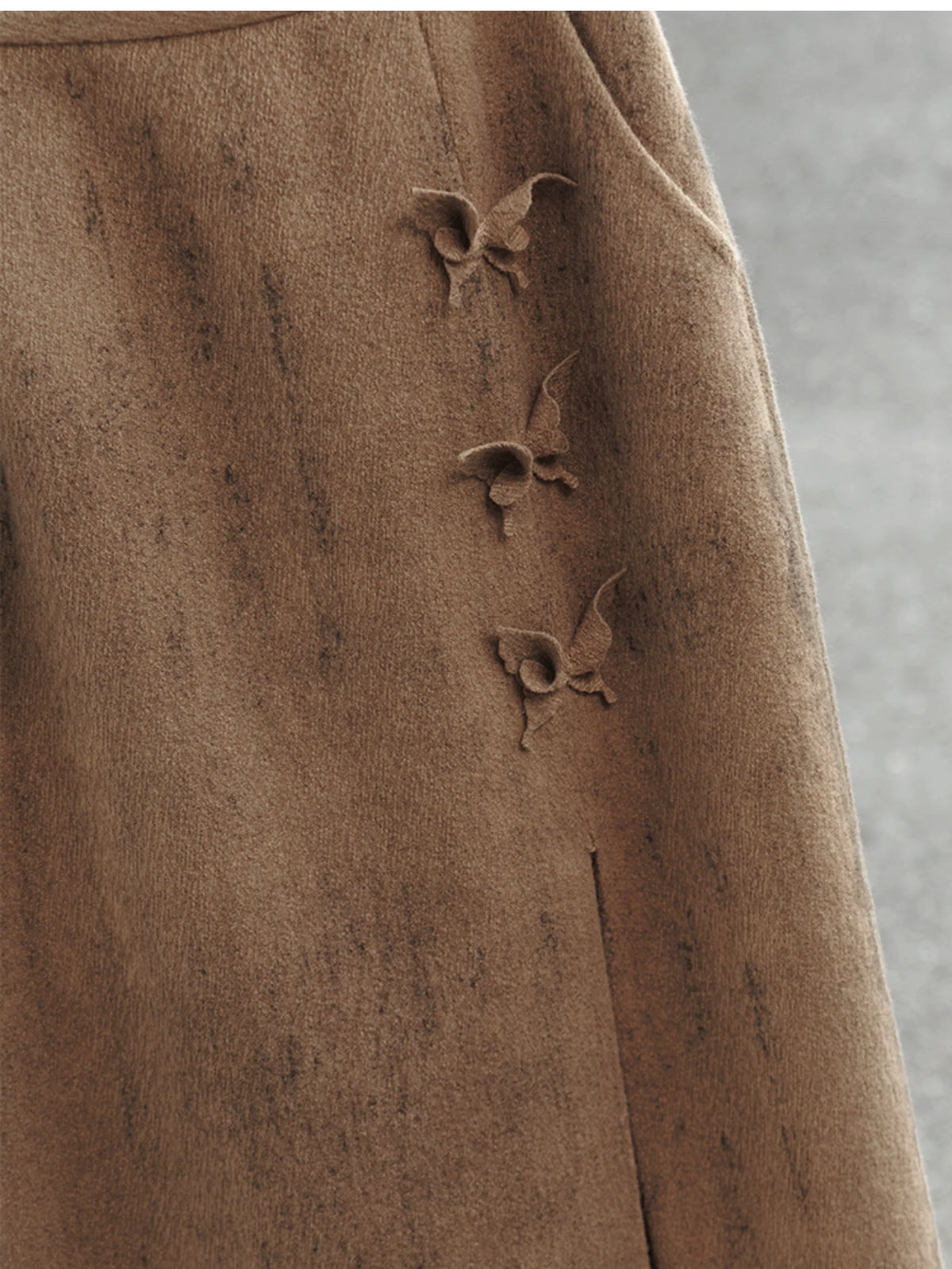 Coffee skirt decorative butterfly closures close-up