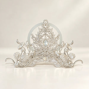 Silver-tone front crown with clear centre accent