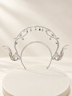 Silver-tone dragon-horn halo displayed alone